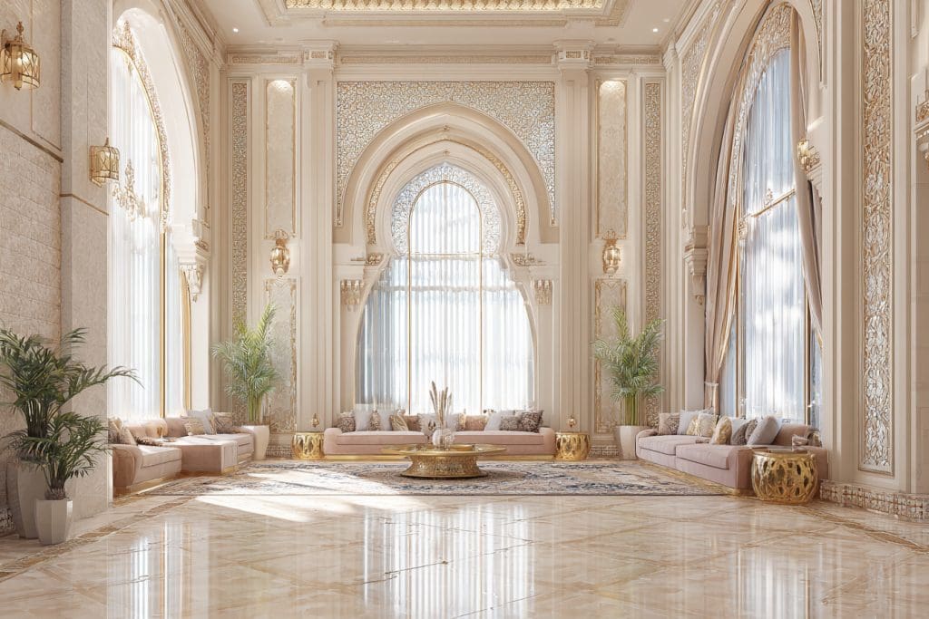 بورسلان أرضيات بيج في مجلس إماراتي واسع