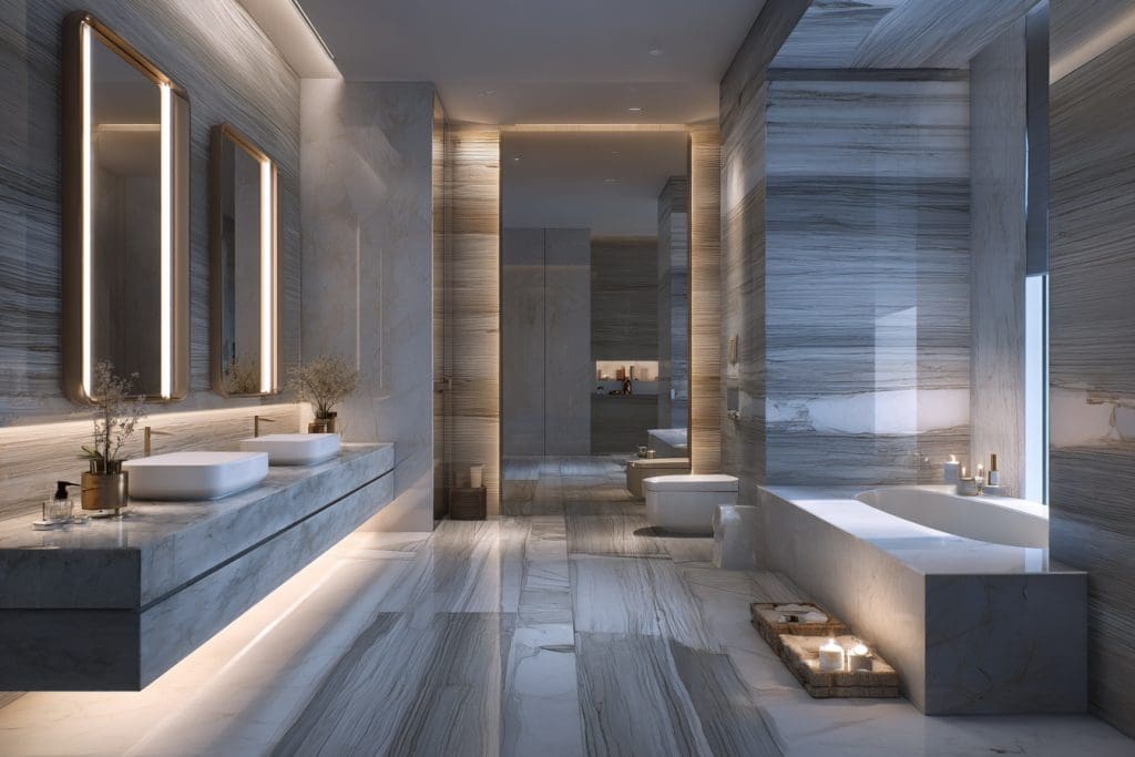 صورة بلاط أبيض سادة على الجدار مع حوض مودرن