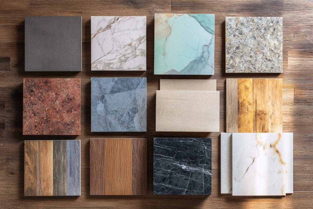 عينات بورسلان مختلفة الألوان والمقاسات